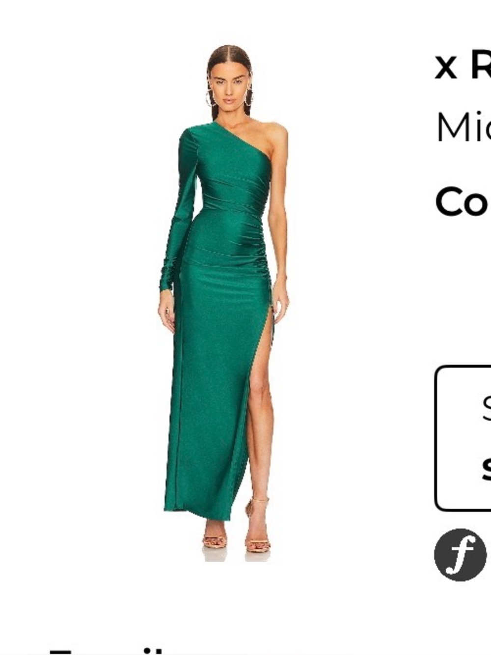 Emerald One-Shoulder Ruched Evening Gown - Picture 1 of 2